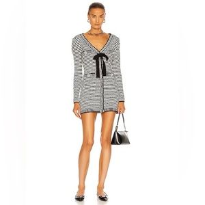SELF-PORTRAIT Monochrome Stripe Knit Dress